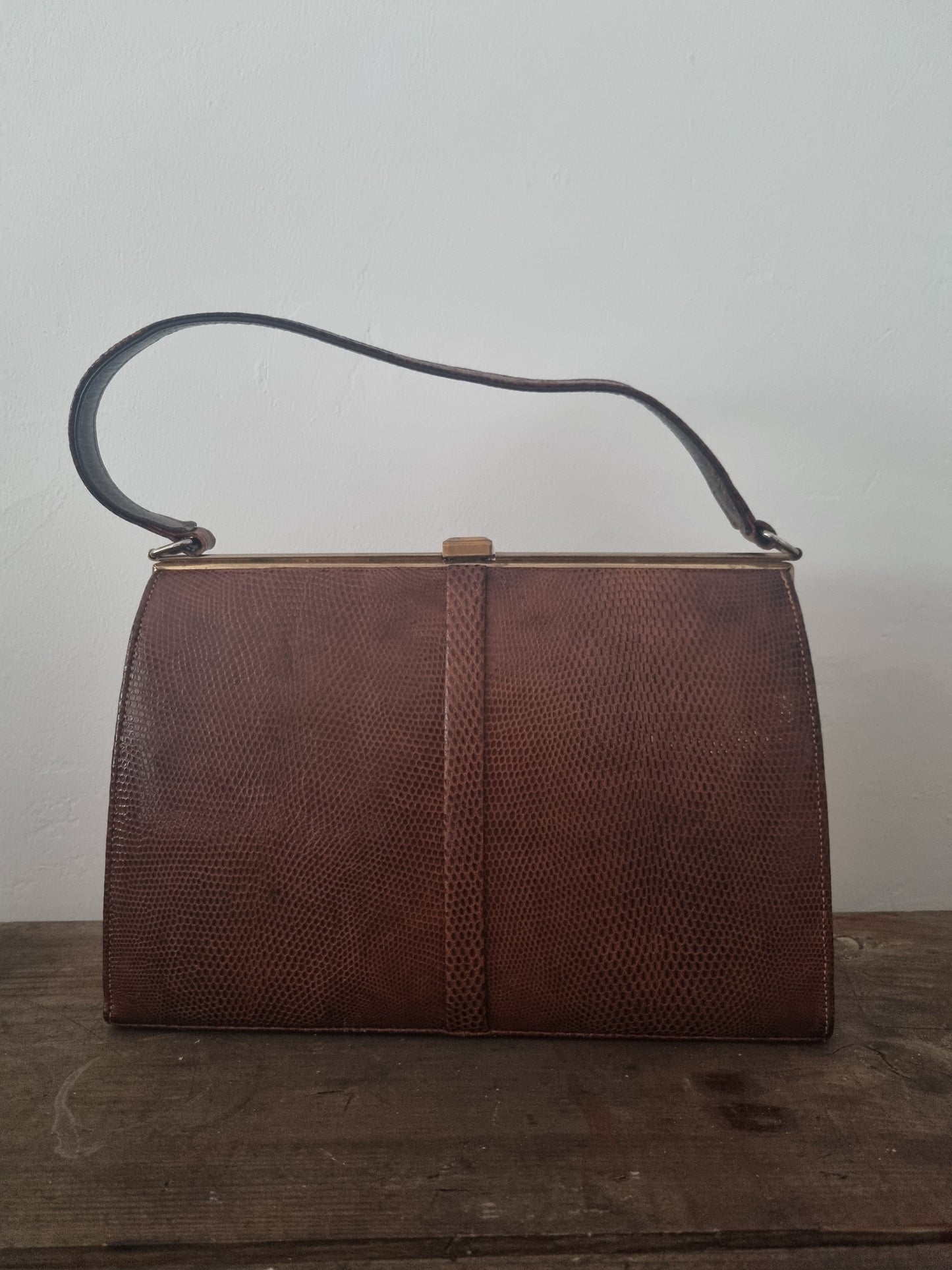 Brown Lizard Skin Made in England Handbag. 'A Swallow Model' by Lightstone Hubbard. Flawless Condition.