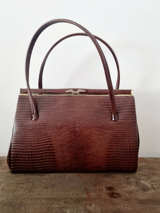 Textured Brown Leather Flawless Handbag. Made in England.