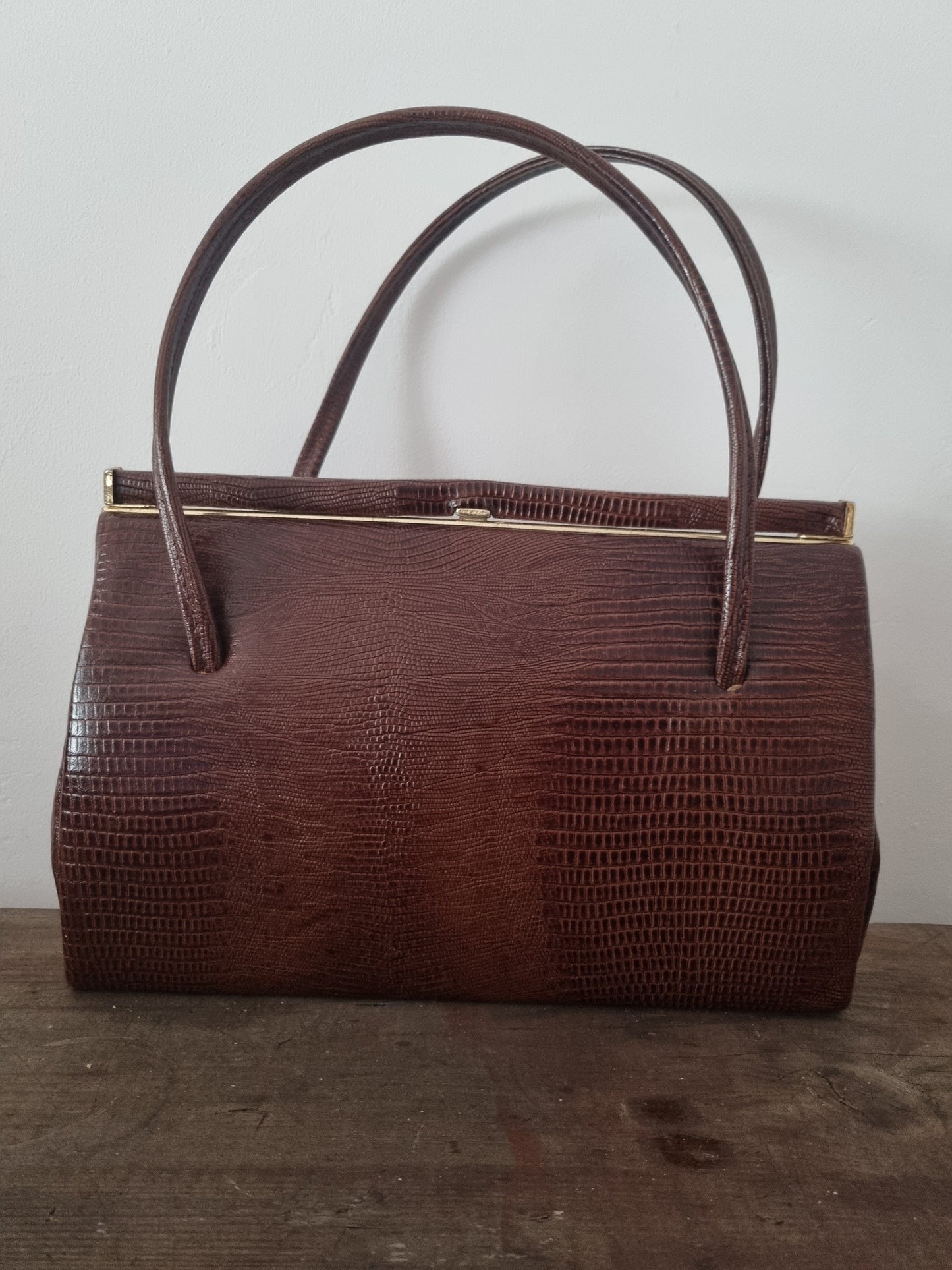 Textured Brown Leather Flawless Handbag. Made in England.