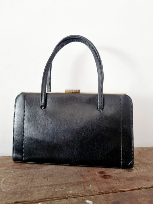 Black Leather Handbag. Made in England.