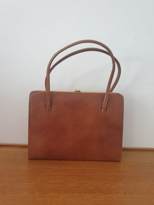 Vintage Tan Top Handle Handbag