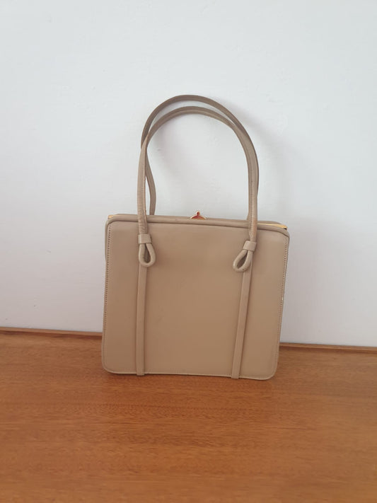 Vintage Cream Loop Top Handle Handbag