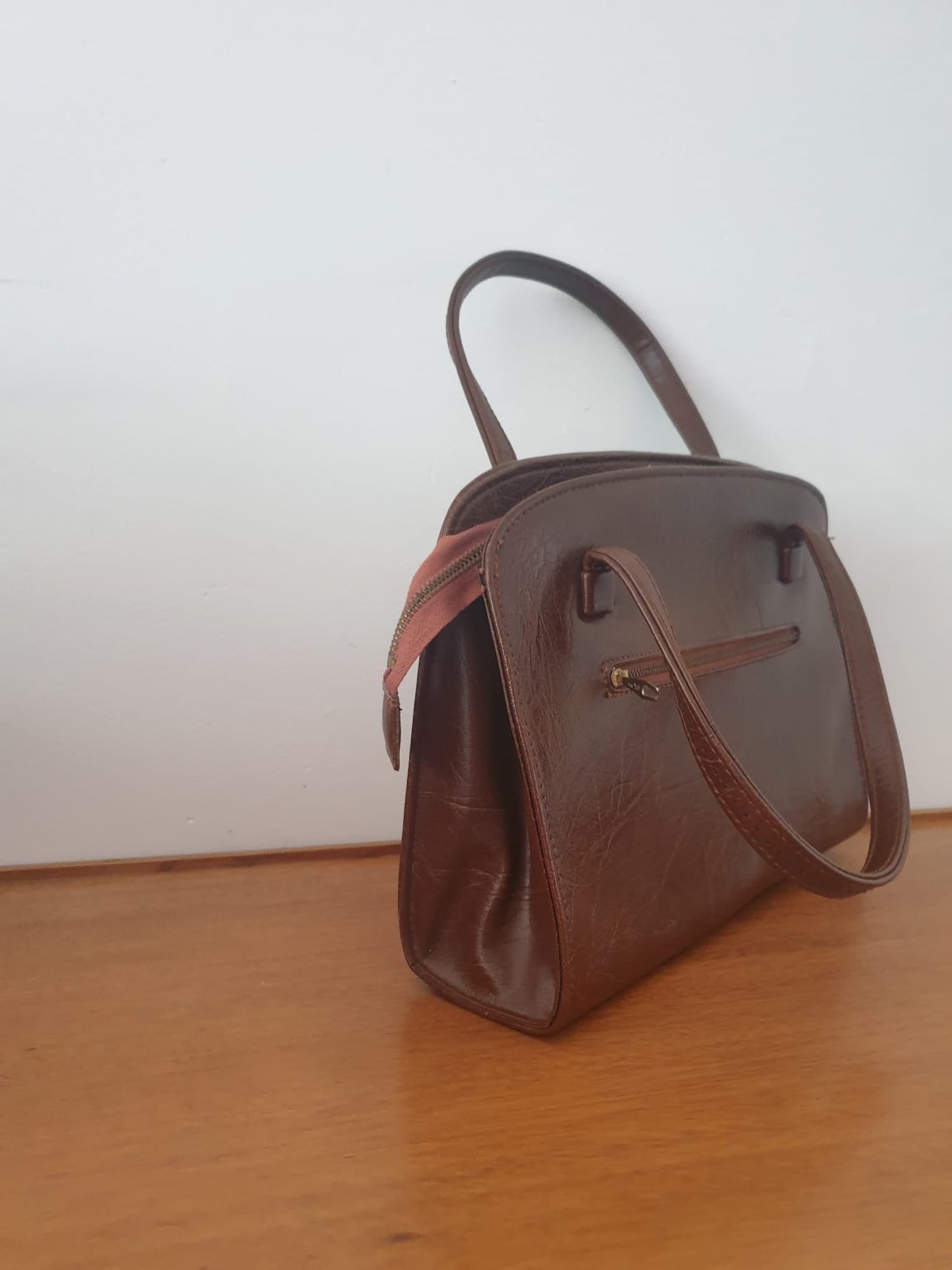 Vintage Brown Zip Kelly Handbag