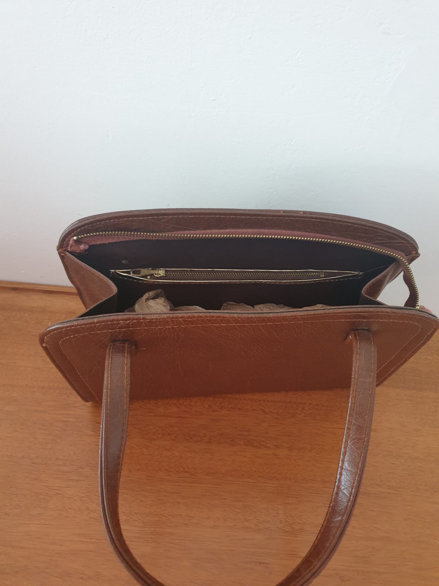 Vintage Brown Zip Kelly Handbag