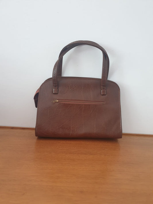 Vintage Brown Zip Kelly Handbag