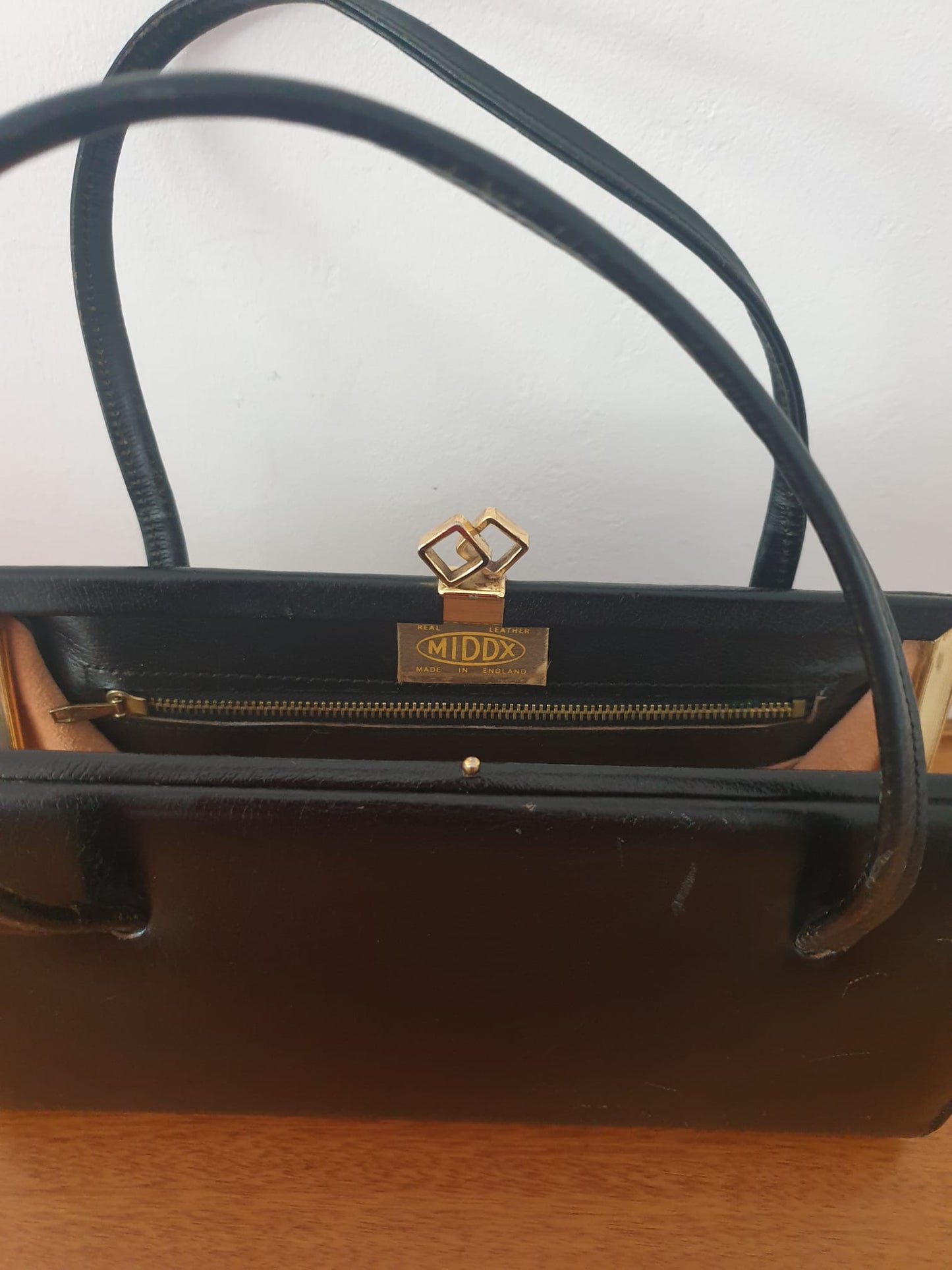 Vintage Leather Middx Black Top Handle Handbag