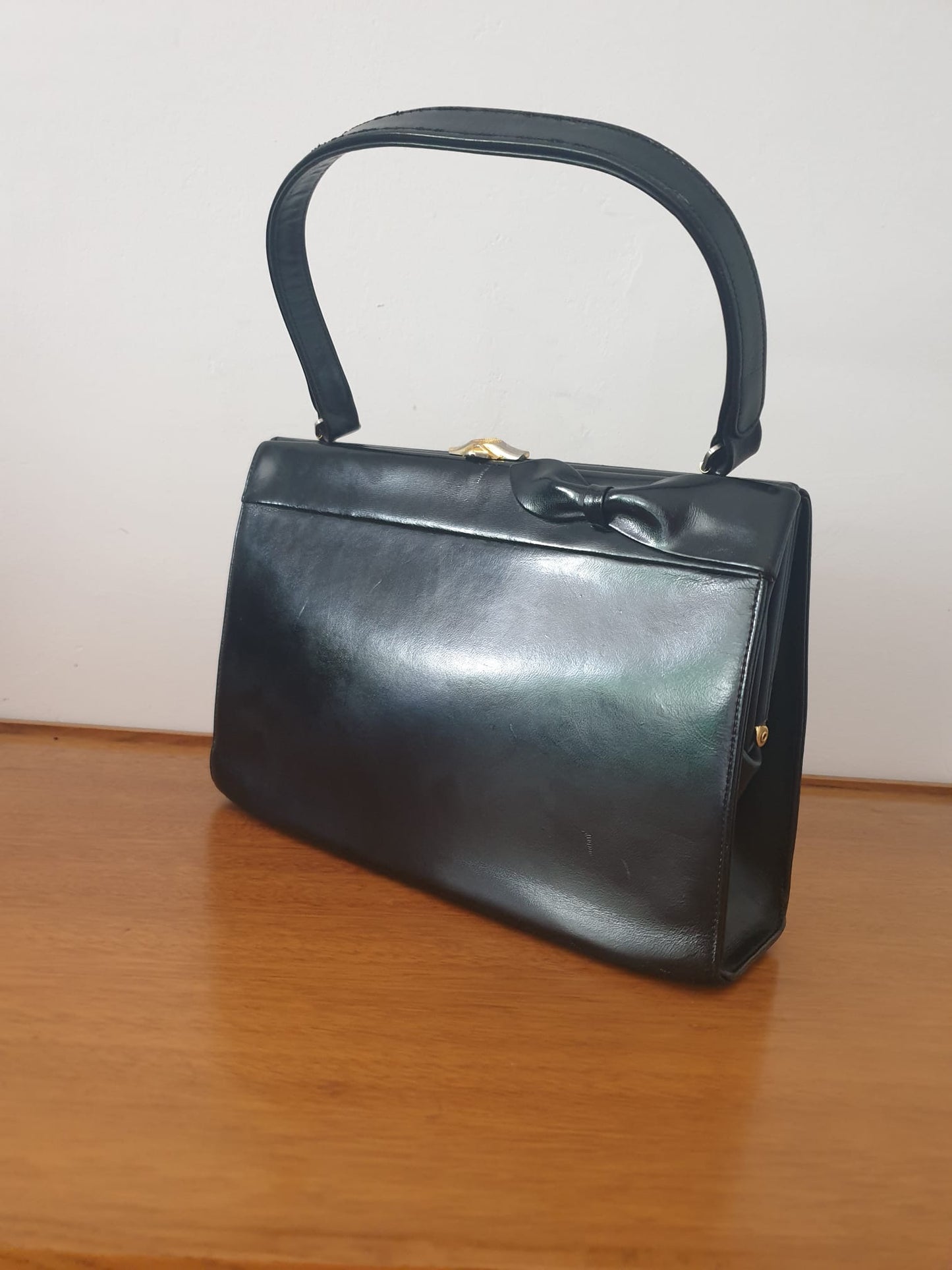 Vintage WaldyBag Bow Detail Black Kelly Handbag