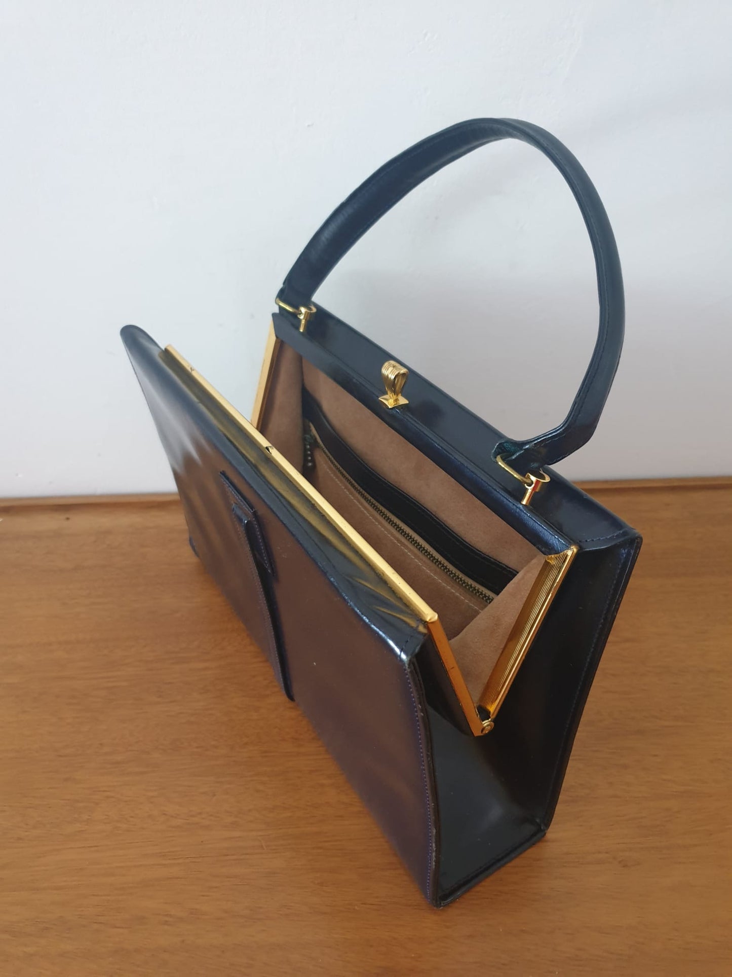 Vintage Square Black Detail Kelly Handle Handbag