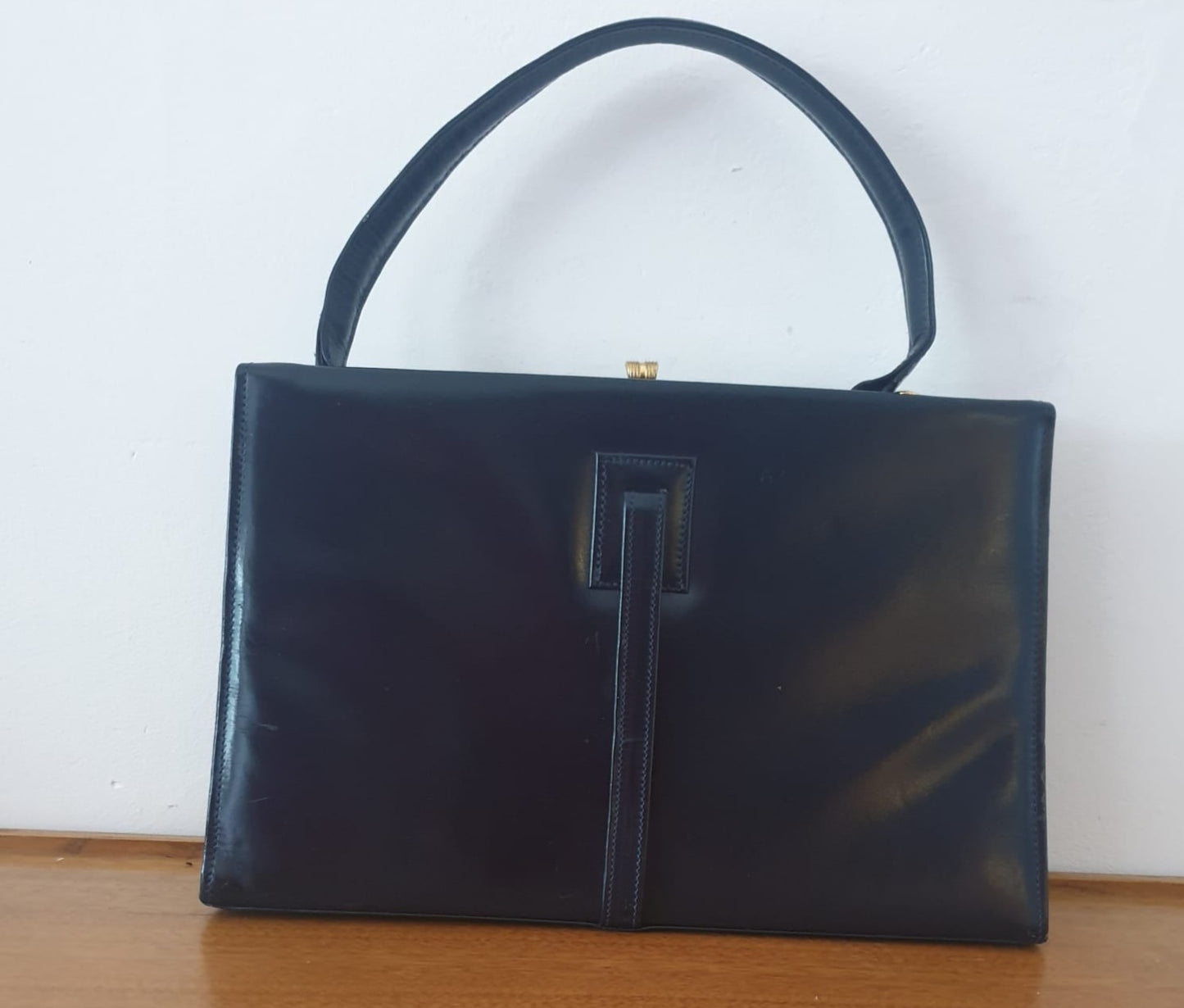 Vintage Square Black Detail Kelly Handle Handbag