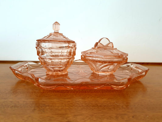 Glass Dressing Table Set of Three