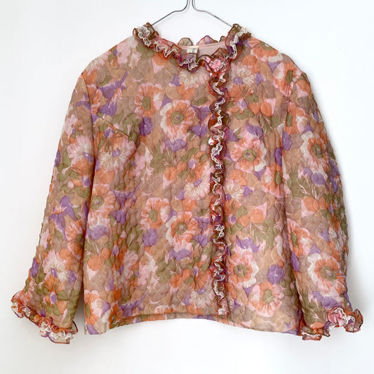 Vintage Slenderella Quilted Pink Floral Bed Jacket