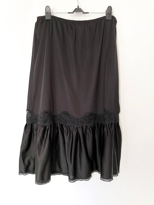 Vintage Mackays Nylon Black Fit and Flare Slip Skirt. Made in Zimbabwe