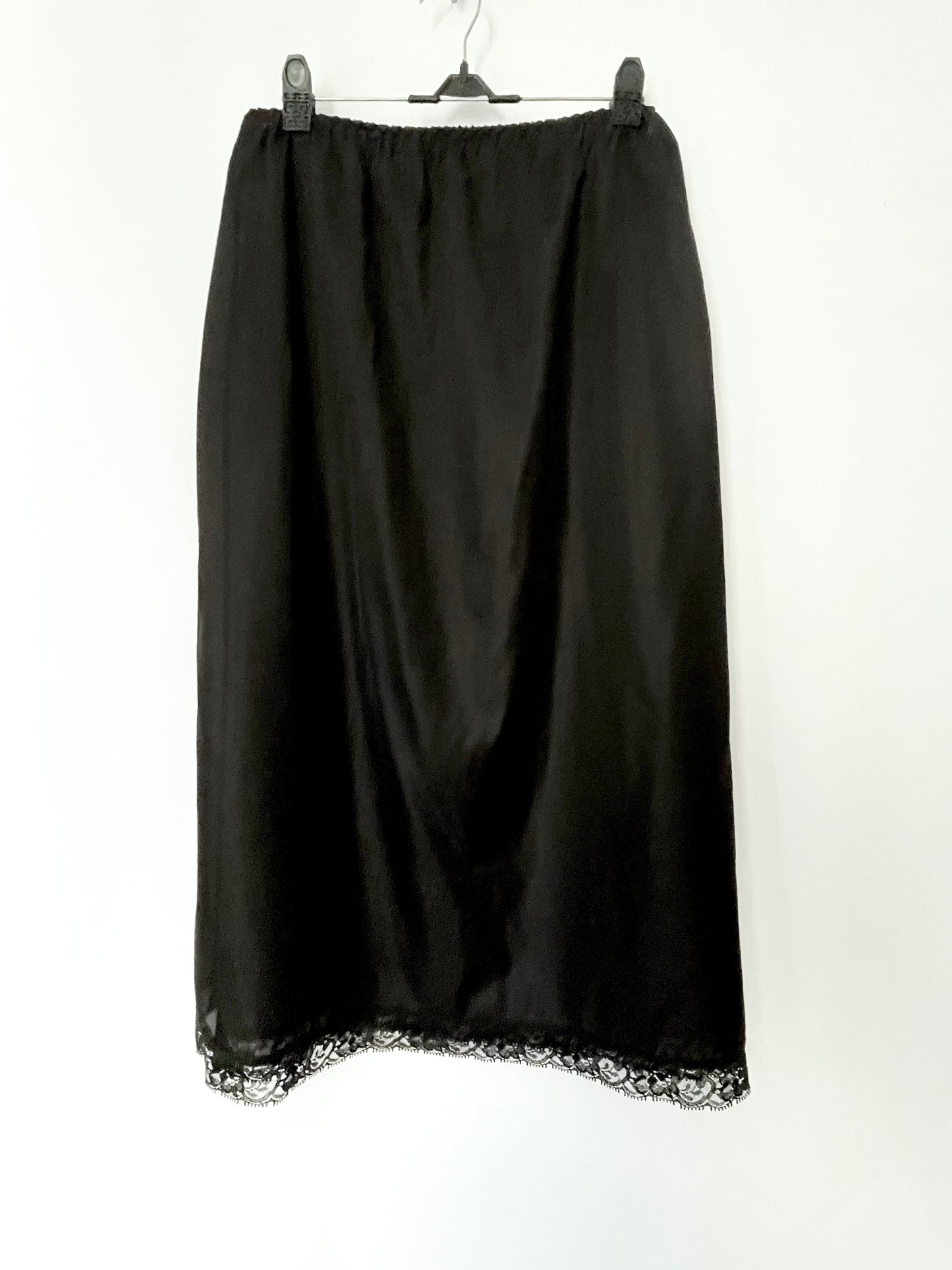 Vintage Sainsbury's Lifestyle Nylon Black Lace Slip Skirt