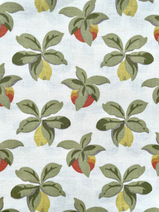 Vintage Laura Ashley Oranges and Lemons St Clemente Orchard Taupe Cotton Fabric Remnant- Haberdashery, Craft, Sewing, Scraps, Retro