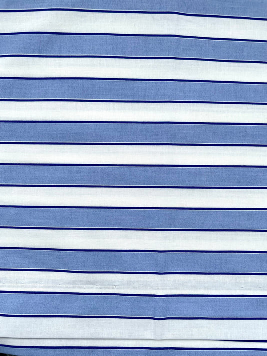 Vintage Laura Ashley Cricket Stripe Sapphire 1984 Fabric Remnants. Blue & White Stripe. Two Pieces - Haberdashery, Craft, Sewing, Retro