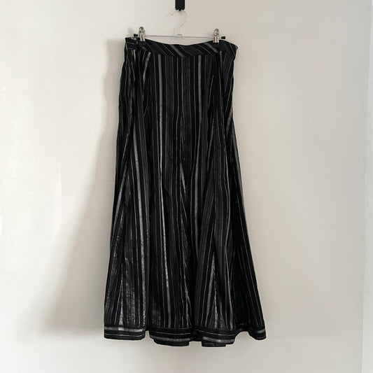 Vintage Per Una Black and Silver Striped Maxi Skirt