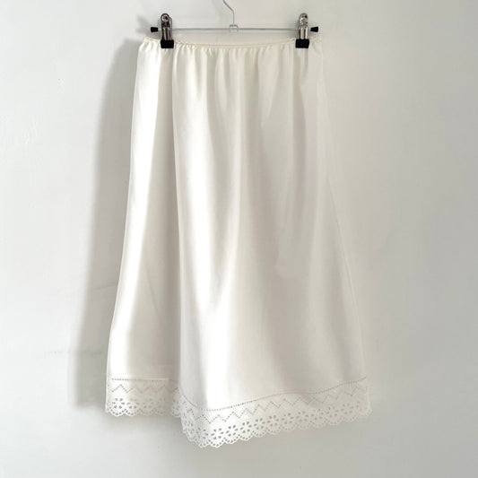 Vintage Broderie Anglaise Half Slip Skirt White with Elasticated Waist