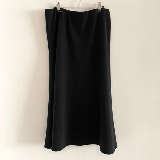 Vintage Megan James Black Asymmetric Pleat Midi Skirt