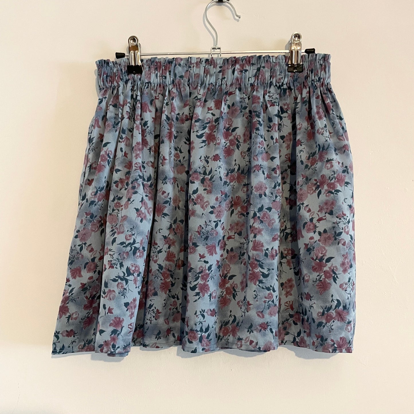 Vintage Blue and Pink Band of Gypsies Floral Elasticated Mini Skirt