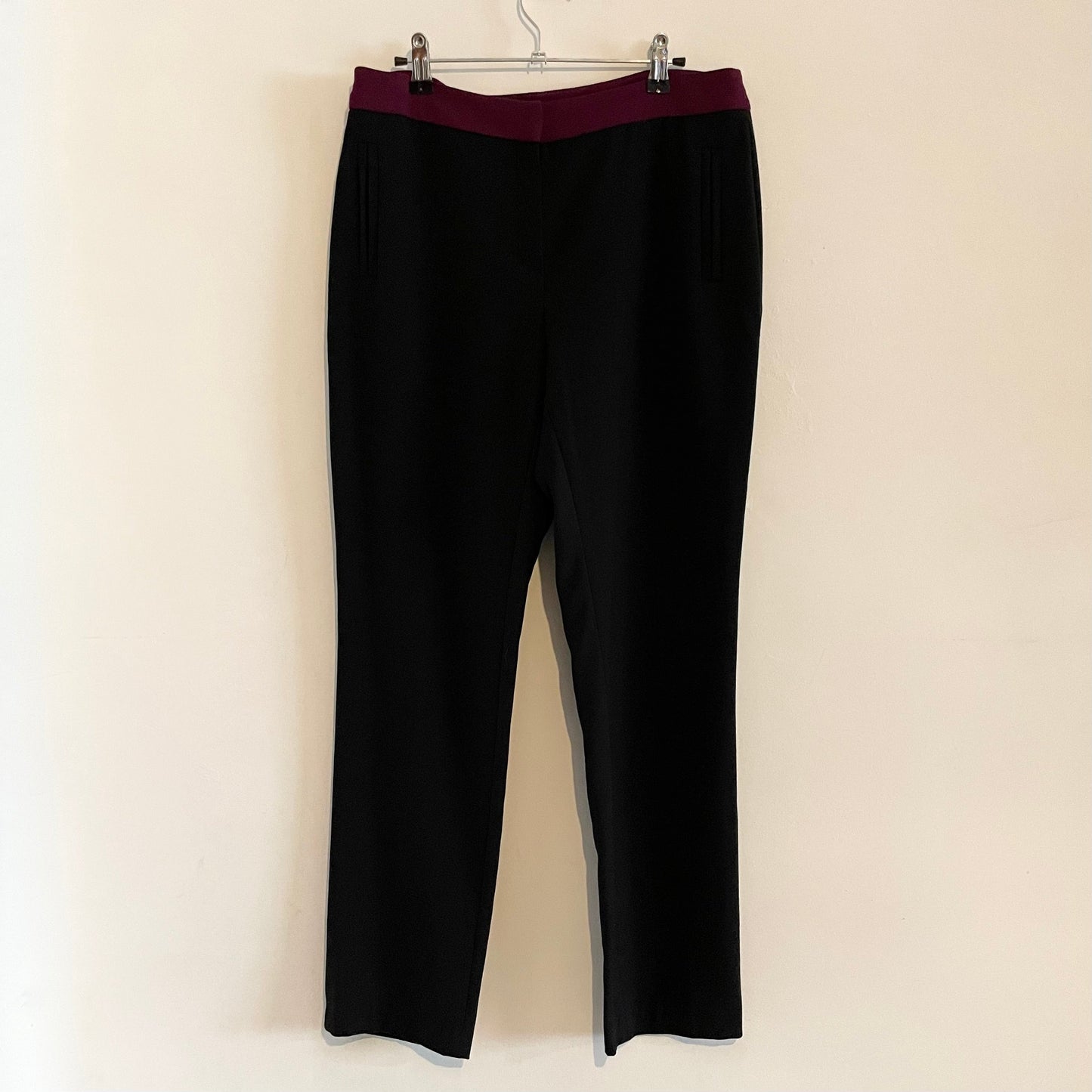 Vintage W Burgundy and Black Stretch Straight Smart Suit Trousers