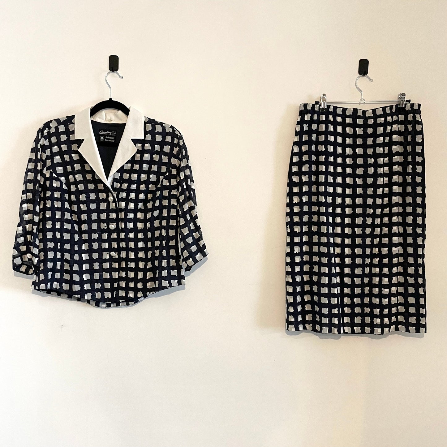 Vintage Black and White Checkered German Sporting Dress Suit Set