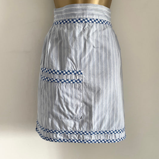 Vintage Blue and White Stripe Half Apron