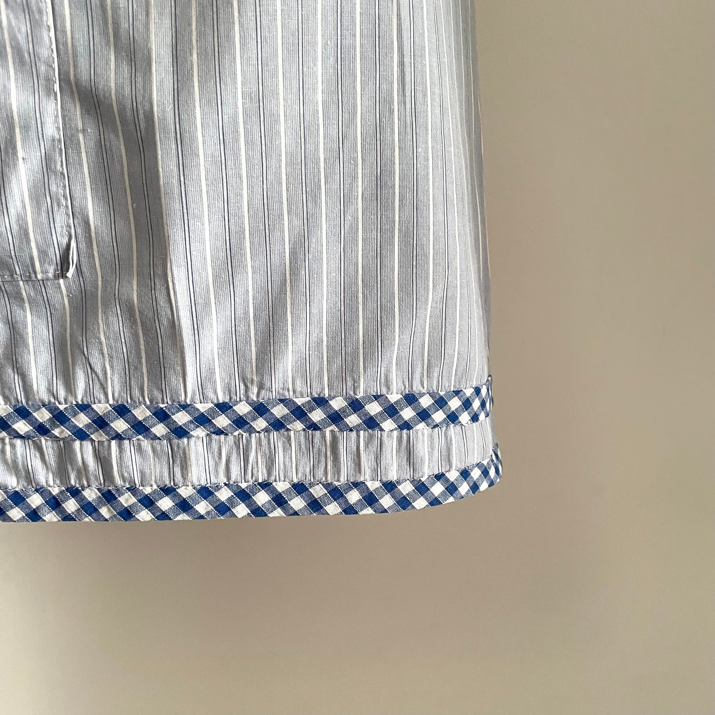 Cotton Apron Stripey. Vintage Blue and White Stripe Half Apron