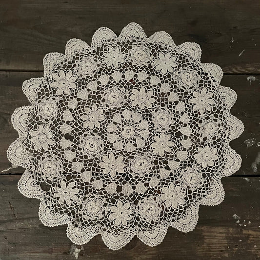 Vintage Antique Doily in Beige for Craft, Repair, Haberdashery