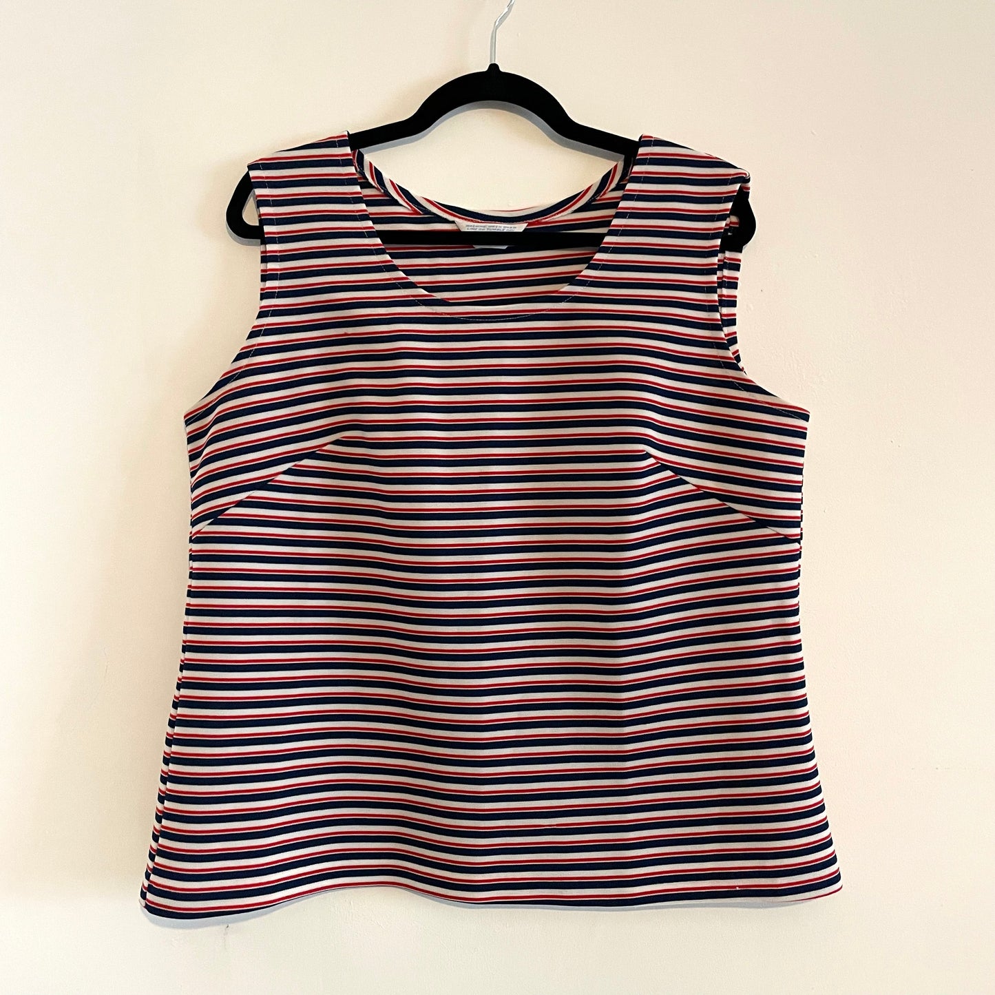 Vintage 1970s Sears Red, White and Blue Nautical Stripe Tank Vest Sleeveless Top