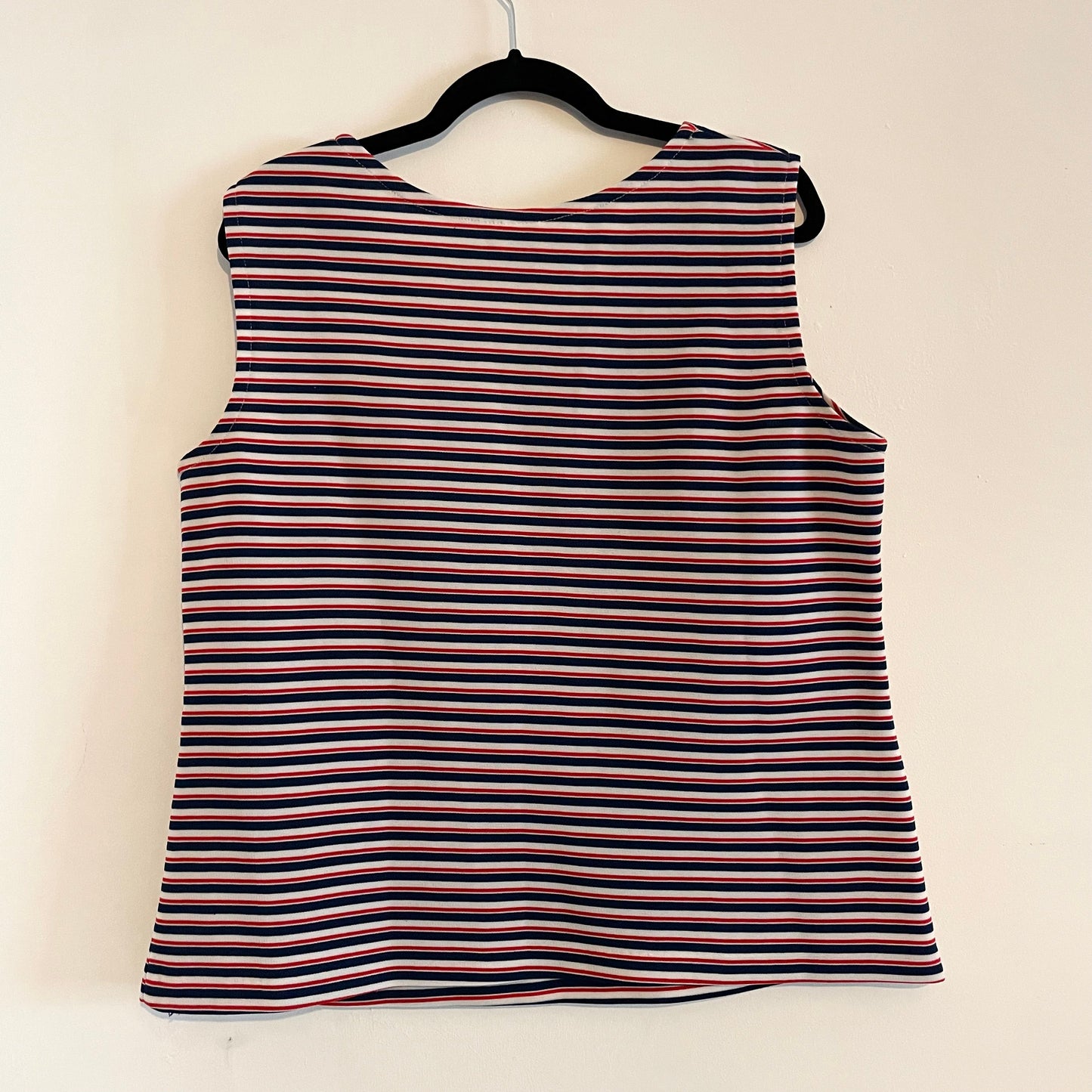 Vintage 1970s Sears Red, White and Blue Nautical Stripe Tank Vest Sleeveless Top