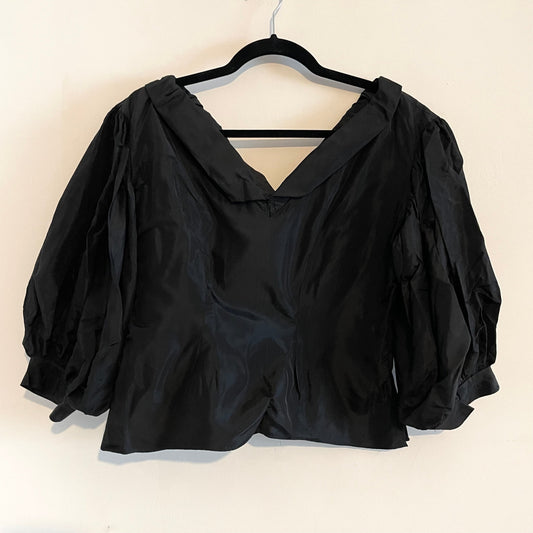 Vintage Hart Black Off The Shoulder Sweetheart Puff Sleeve Top. Made in England