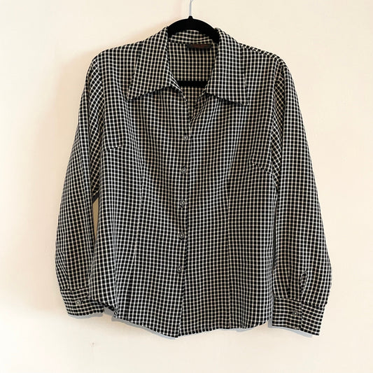 Vintage Kappa Erre Milano Gingham Black and White Check Blouse Shirt