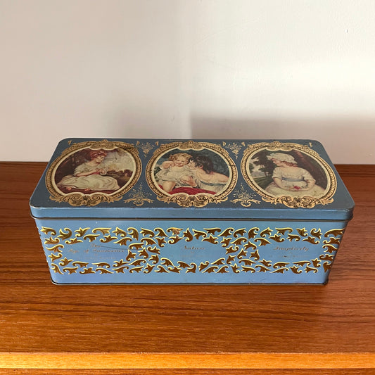 Vintage Thorne's Confectionery Blue Tin Artworks Portraits