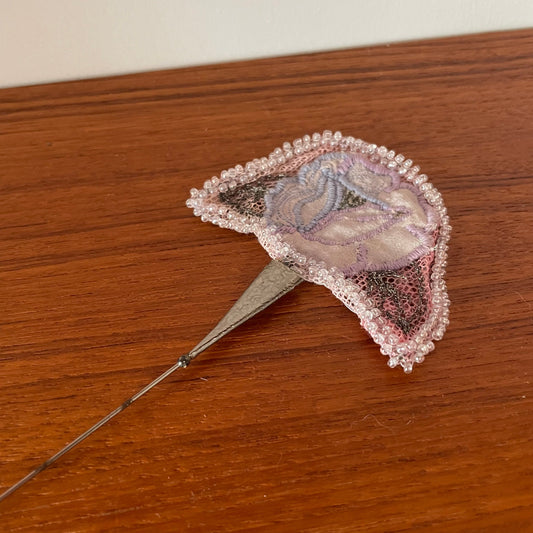 Vintage Beaded Floral Pink, Purple and Blue Decorative Hat Pin