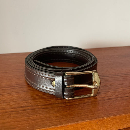 Vintage Brown Belt with Stitched Detail (36)