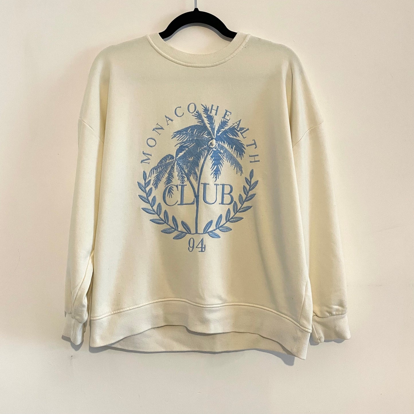 Vintage Monaco Health Club 1994 White and Blue Sweatshirt