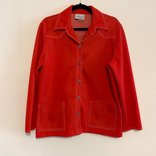 Vintage Utility Alamode California Cherry Red Jacket Shirt. Made in the USA