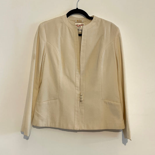 Vintage Domani by Niccolini Cream Collarless Minimal Jacket Blazer