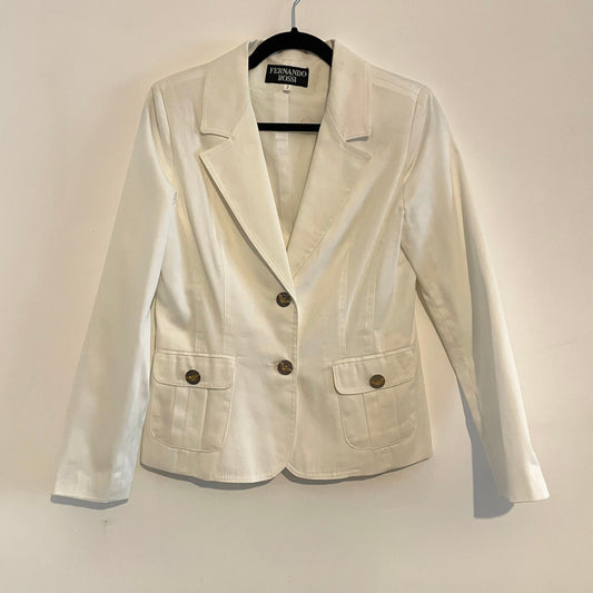 Vintage Fernando Rossi White Jacket Blazer with Emporio Armani Buttons