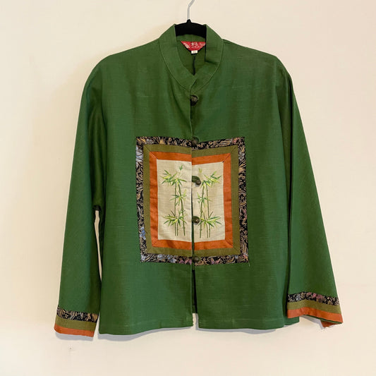 Vintage Cungu Eastern Patchwork Bamboo Green Jacket Blazer