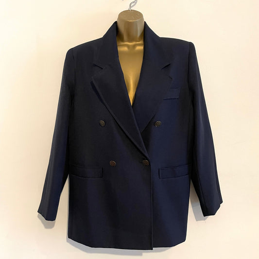 Vintage Navy Blue Double Breasted Jacket Blazer