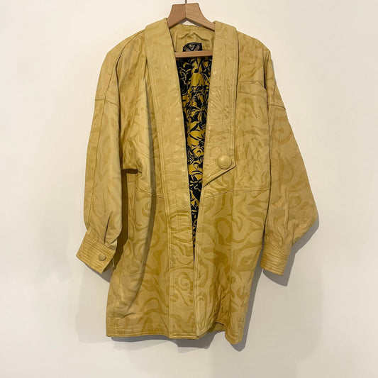 Vintage Louka Yellow 80s Buttery Leather Coat