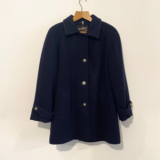 Vintage David Barry London Navy Blue Pea Coat. Made in England