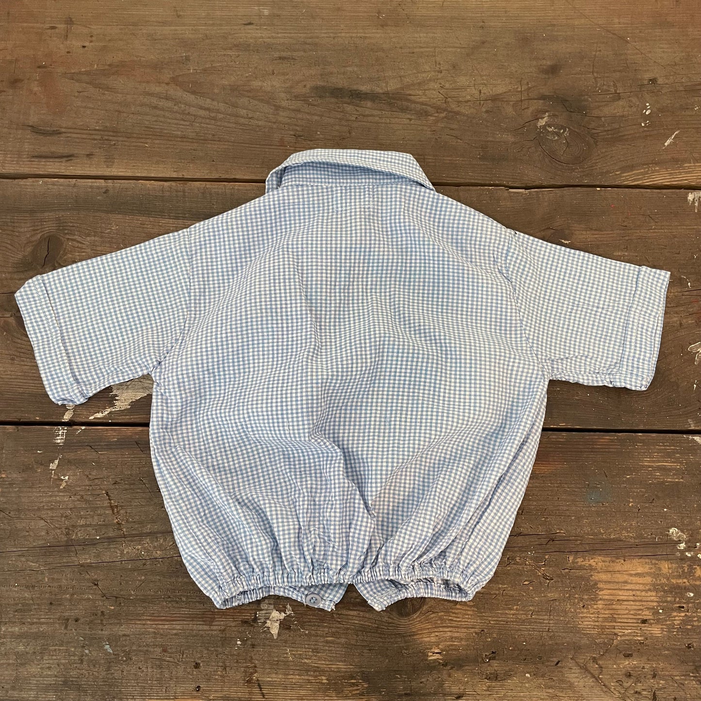 Vintage Deadstock Puma Children's Blue Gingham Shirt Top. Empire Product