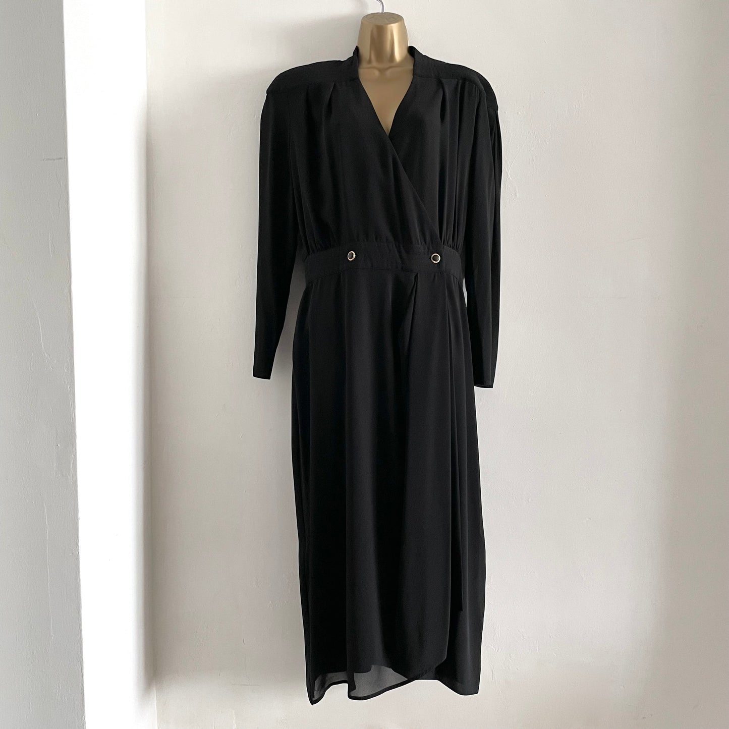 Vintage Parigi Iconic Double Breasted Black Statement Maxi Dress