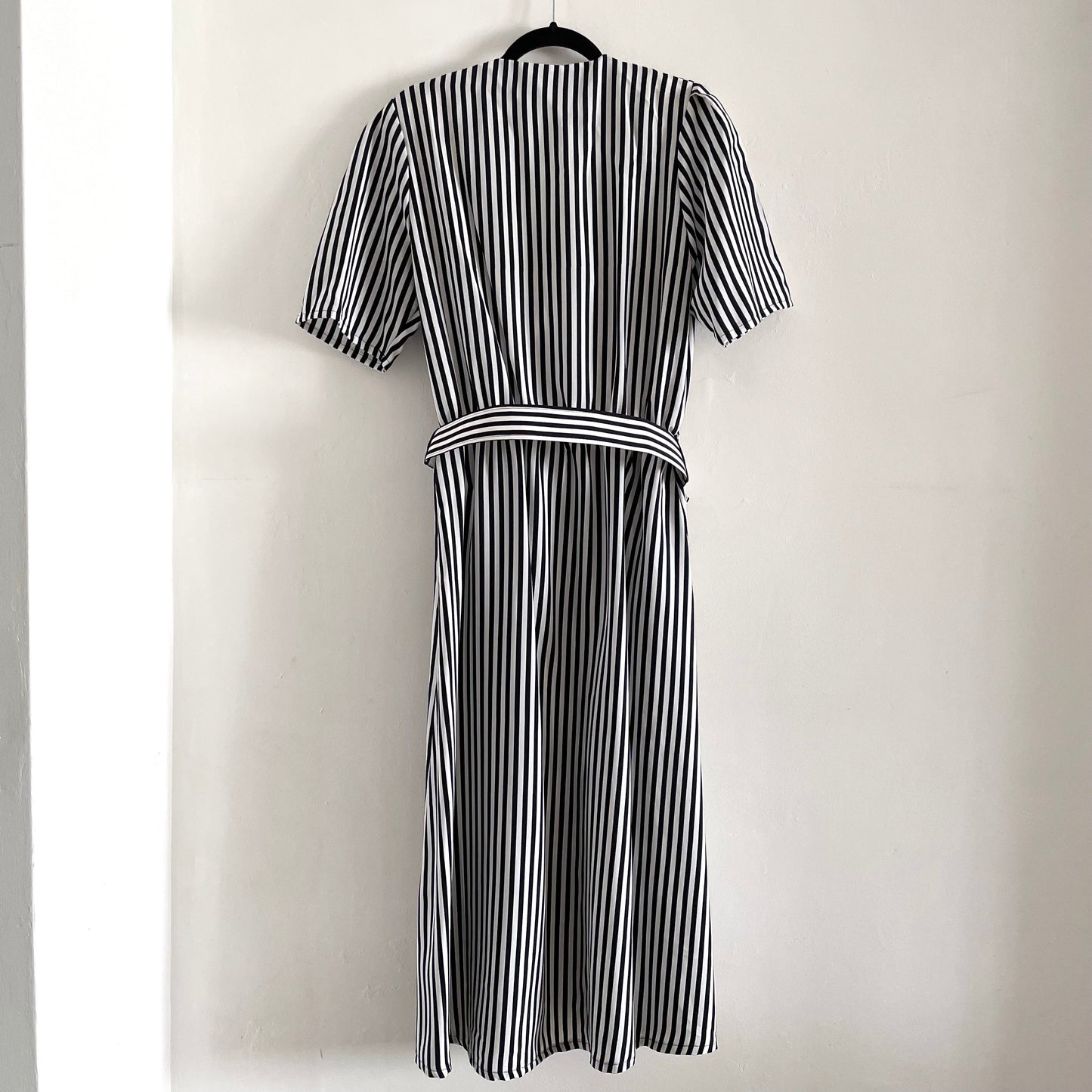 Vintage Principles Beetlejuice Black and White Stripe Double Breasted Shirt Dress