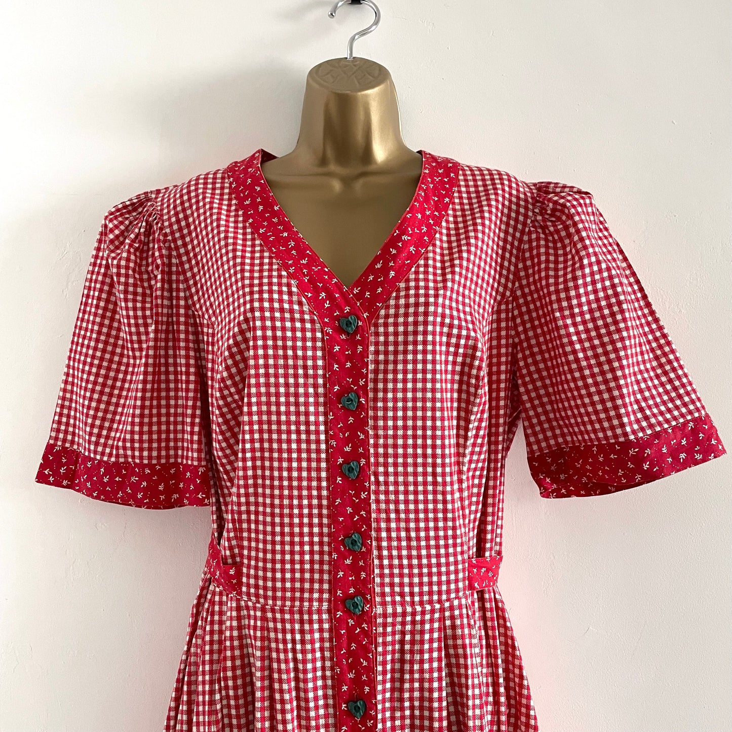 Vintage Meico Landhaus Look Red and White Gingham Maxi Summer Cottagecore Dress