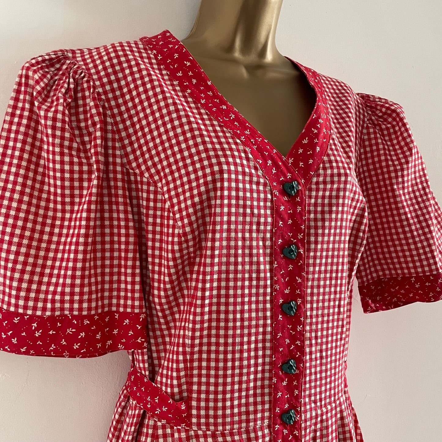 Vintage Meico Landhaus Look Red and White Gingham Maxi Summer Cottagecore Dress