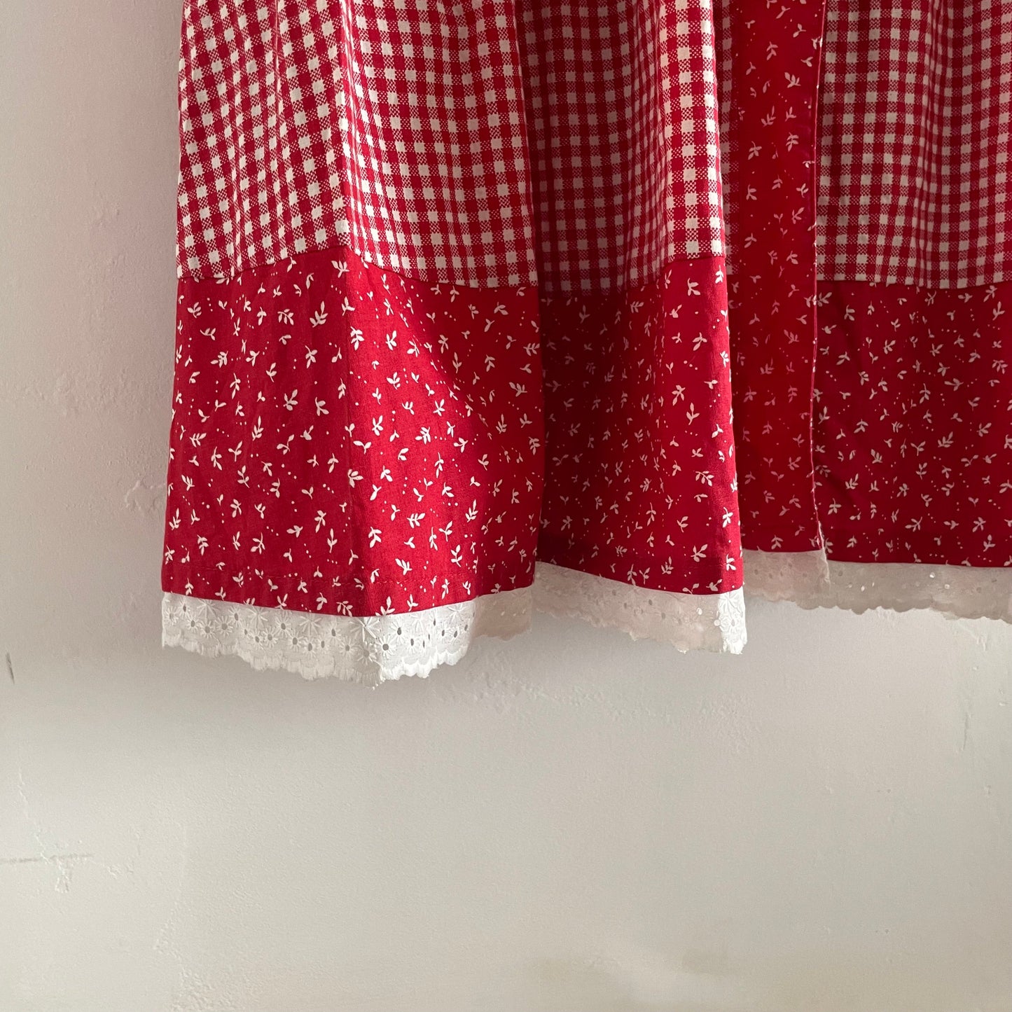 Vintage Meico Landhaus Look Red and White Gingham Maxi Summer Cottagecore Dress