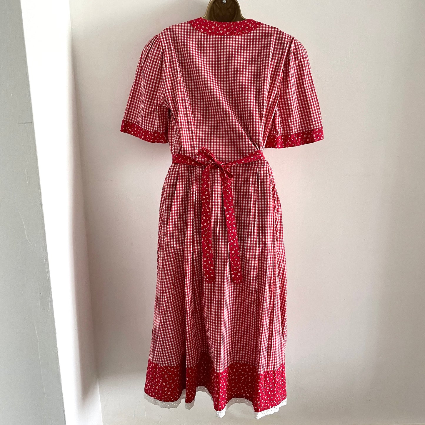 Vintage Meico Landhaus Look Red and White Gingham Maxi Summer Cottagecore Dress